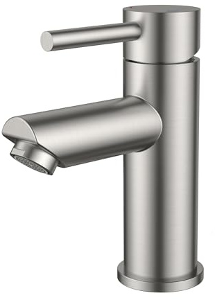 FORIOUS® Wasserhahn Bad, Edelstahl Waschbeckenarmatur mit Auslaufhöhe 85MM | Einhebel-Mischbatterie für Kaltes und Warmes Wasser,ideal als Waschtischarmatur für Waschbecken im Badezimmer und Gäste WC