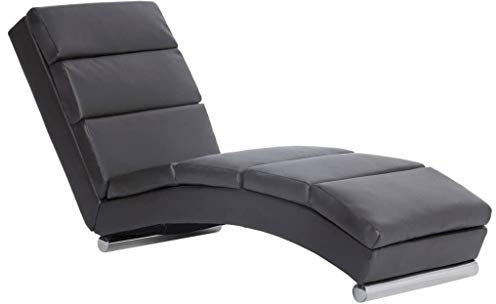 QZZCED Bequeme Chaiselongue in Grau aus Kunstleder mit ergonomischem Design für zeitlosen Komfort und Elegante Optik