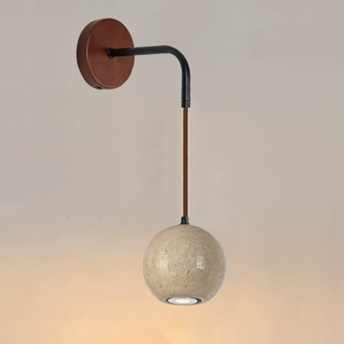 RXPVUXE Sconce da parete moderna in marmo nordico, apparecchi di illuminazione artistici Wabi-Sabi in stile giapponese, lampada da parete in travertino giallo, lampada da parete in pietra naturale