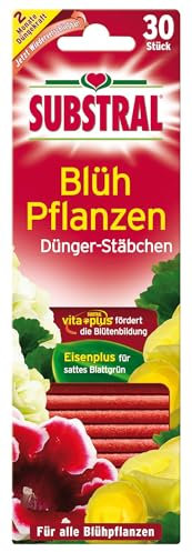 Substral Dünger-Stäbchen für Blühpflanzen, 30 Stück - mit Eisen-Plus und 2 Monate Langzeitwirkung