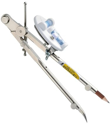 Shinwa® Kopierzirkel - Rund, Breit, Silber - Markierungsgerät für Zimmerei - 250 mm, 65 mm, 75 mm