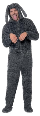 SMIFFYS Costume da cane peloso, grigio, Tutto in uno con cappuccio Halloween