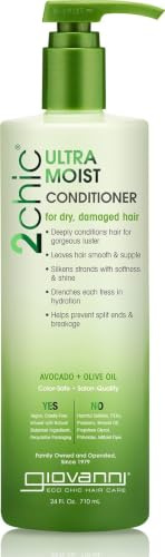 GIOVANNI 2chic Ultra-Moist Conditioner - Avocado & Olive Oil, Creamy Hydration Formula, Enriched with Aloe Vera, Shea Butter, Botanical Extracts, No Parabens, Color Safe - 24 oz