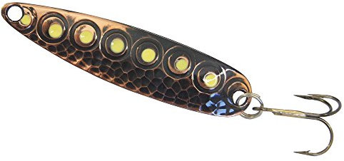 Oldstream Blinker 6cm 7g - Forellenköder & Hechtblinker zum Spinnfischen auf Hecht, Barsch & Forelle, Löffelblinker, Forellenblinker, Spinnköder, Farbe:kupferfarben/kl. gelbe Punkte
