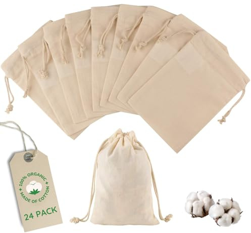 Greenmile Organic Cotton Reusable Produce Muslin Grocery Bags