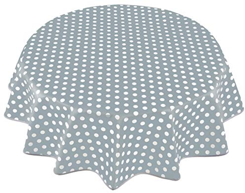 Home Direct Wachstuch Tischdecke Abwaschbar Rund 160cm Punkte Hellgrau
