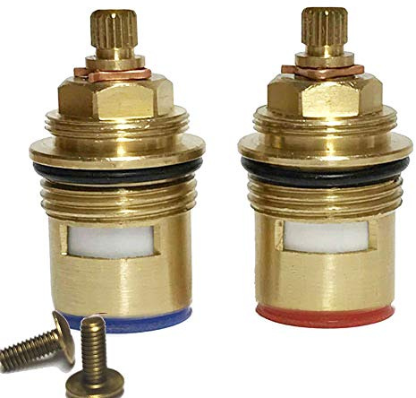 BSP 3/4 Pair of Bath Tap Cartridges Quarter Turn x 50mm x 20 teeth (Supplied with Solid Brass screws) (Pair (One of each))