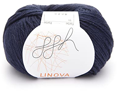 ggh Linova | Baumwolle mit Leinen Mischung | 50g Wolle zum Stricken oder Häkeln | Farbe 011 - Marine