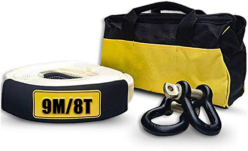 Abschleppseil 9 Meter/8 Tonnen,mit 2 Safety Hooks und Aufbewahrungstasche,Pkw Abschleppseil Starterkabel,für Auto/SUV/landwirtschaftliches Fahrzeug/Yacht