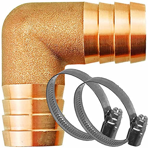 L Stück Schlauch Verbinder aus Messing Schlauchtülle Außendurchmesser 25 mm 1 Zoll + 2 Edelstahl Schellen Winkel Bogen Verbindung Verlängerung Reparatur Röhrchen