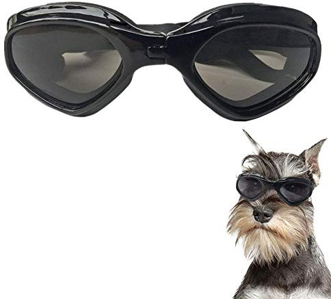 BENHAI Hunde Sonnenbrille Sonnenschutz Hund Welpen Sonnenbrille Schutzbrille Gläser für Katzen Faltbare Hundesonnenbrille Augenschutzbrille Black