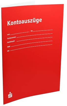 25 x Sparkassen Hefter Kontoauszugshefter für Kontoauszüge A4, Mappen, Kontoauszugsmappen (rot)