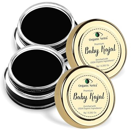 Organic Netra Baby Kajal - Water Resistant, Smudge Proof, Long lasting for Normal Skin Type | Enriched with Natural and Organic Ingredients with No Harmful Chemicals, 0.2 Oz (Pack of 2)