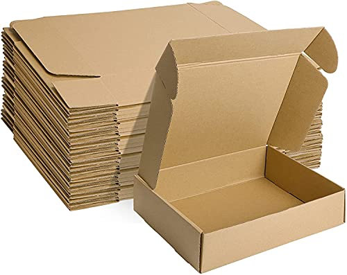 HORLIMER 20 Stück Versandkarton Klein Karton Box, 30,5x22,9x7,6 cm Verpackungskartons aus Wellpappe für Warensendung, Geschenkbox, Faltkarton, Postkarton(Braun)