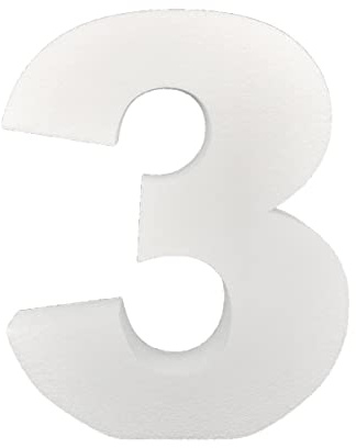 DecoPorex – Zahl 3 – 40 cm hoch, 5 cm dick, weißer Styropor für Event- und Wohnungsdekoration