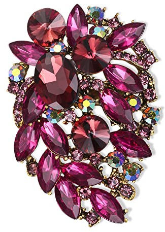 EVER FAITH Marquise Brosche Party Österreichisches Kristall Pin, Vintage inspirierte Statement Clip für Damen Lila Antik Gold-Tone