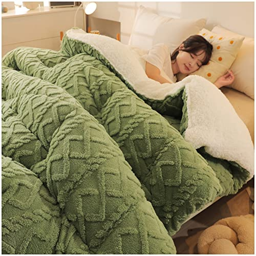 YRRA Trapunta Invernale, Coperta in Cashmere, Coperta Pesante per Letto, Piumino Matrimoniale Invernale Caldo, Coperta per Biancheria da Letto Domestica,Verde,200x230cm(5kg)