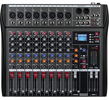 Weymic CK-80 Professional Audio Mixing Console(8-Channel) for Recording DJ Stage Karaoke Music Application w/USB Drive BT