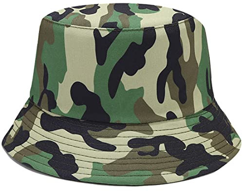 Yixda Unisex Fischerhüte Outdoor Faltbarer Bucket Hat Eimerhut Sonnenhut Strandhut (Camo Grün)