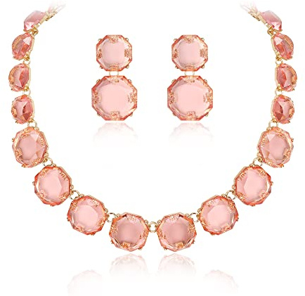 EVER FAITH Set di Orecchini e Collana con Strass, Set di bigiotteria Art Deco di Rotondo Cristallo Bohemien per Donne Ragazze