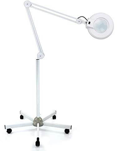 SanBouSi Lupenleuchte Glas mit Standfuß Kosmetiklampe LED Lupenlampe Swivel Arm Standlupe mit Beleuchtung, 8 Dioptrien