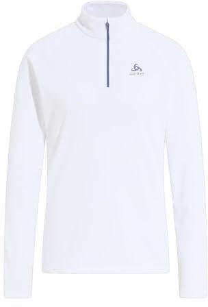 Odlo Damen Langarm Shirt mit Reißverschluss BESSO, White - Folkstone Gray, M