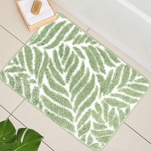 homantic salbeigrüner Badteppich für Badezimmer, 50 x 80 cm | Rutschfeste wasserabsorbierende Matte, maschinenwaschbar, Dekoration für Waschbecken, Badewanne und Dusche