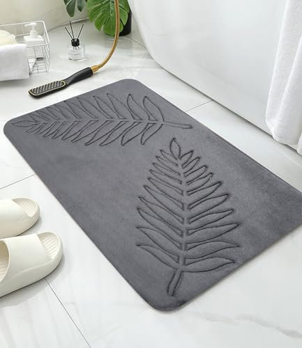 Tapis de Bain en Mousse à Mémoire de Forme,40 x 60 cm Tapis de Bain Antiderapant,Tapis Salle de Bain Épaissi Tapis Sortie de Douche Absorbant,Mousse à Mémoire Forme Doux et Confortable Respirant,Noir