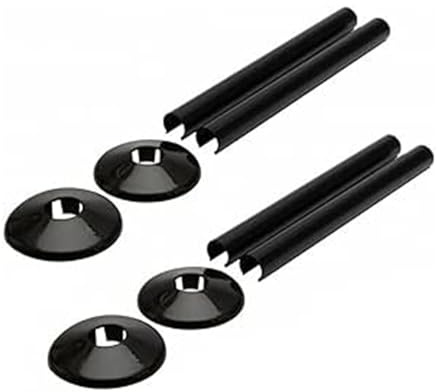 BBTISG 8 Stück Heizkörperrohrabdeckungen und Rohrmanschetten, 200mm lang Heizungsrohrabdeckungen 15mm Rohr-Zentralheizungsclip Heizkörperrohrabdeckungen (schwarz)