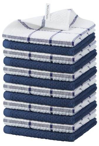 Nialnant Trapos de limpieza de cocina de rizo 100% algodón, paños de cocina suaves y absorbentes para lavar platos, toallas de cocina de secado rápido, 12 x 12 pulgadas, paquete de 12