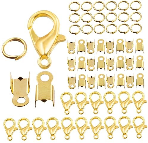 LALAFINA Schmuckzubehör-set Zum Selbermachen Mit Karabinerverschlüssen Biegeringen Kordelendkappen Und Quetschhülsen Für Halsketten Armbänder Und Ohrringe