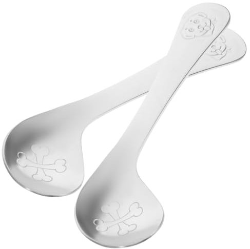 STOBAZA Edelstahl-Babylöffel 2 Abgewinkelte Babylöffel Selbsternährende Säuglingslöffel Babybesteck Lebensmittellöffel Utensilien Kindersicheres Besteck Geschenke