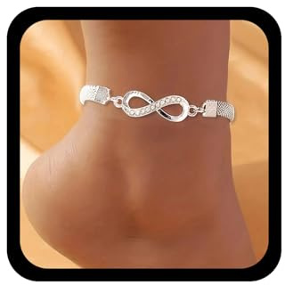 Wendalern Bracelet De Cheville Infini En Or - Strass Numéro 8, CZ Amour Sans Fin, Plage, Chaîne À Maillons Épais - Bijoux De Pied Pour Femmes