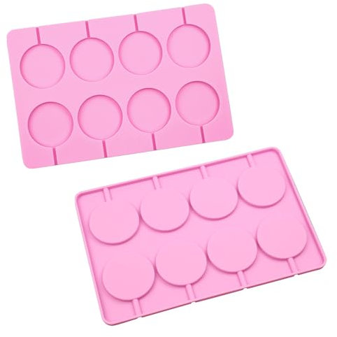 2 Piezas Moldes de Piruletas de Silicona, Moldes para Piruletas de Chocolate, Molde Redondo de Silicona, Moldes de Piruletas, para Piruleta, Ventosa, Caramelo Duro, Chocolate, Pastel Pop