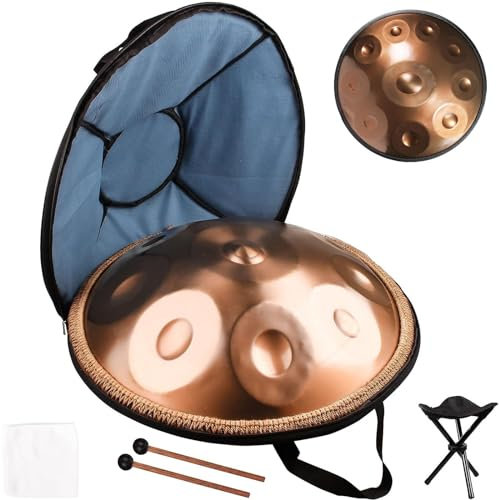 Handpan Stahltrommel 432Hz D-Moll Handtrommel Instrument Hand Pan Stahlhandtrommel Percussion Geschenk für Anfänger mit Tragetasche Trommelstöcken Handpan Ständer Staubfreiem Tuch 440hz(432Hz,10 notes