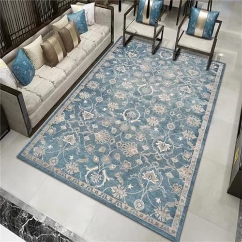 RUGMRZ Teppich Günstig Teppich Terrasse Restaurant Küchenzubehör Blaue Pflanze Muster Textur Dekoration Traditioneller Teppich Waschbare Teppich 160X230CM