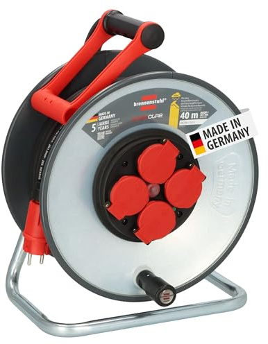 Brennenstuhl Professional SteelCore Kabeltrommel SC 4100 IP44, 40m | Trommelkörper aus Stahlblech, Baustelleneinsatz und ständiger Einsatz im Freien, Made in Germany