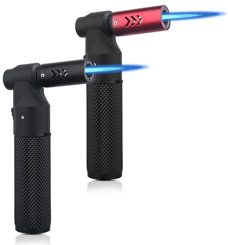 Soplete de Cocina 2 Piezas, Mechero Cocina, Soplete Cocina Ajustable y Recargable para Crème Brûlée Barbacóa Cocinar Cámping Soldar DIY, Butano No Incluido