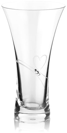 DIAMANTE Swarovski Hollow Sided Trumpet Vase ‘Romance’ Crystal Flared Vase with Swarovski Crystals - 21cm – Crystal Glass