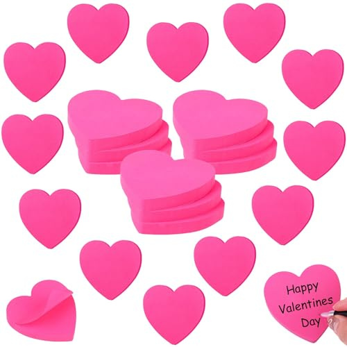 12 Notes Adhésives Forme de Cœur 70x70mm Notes Sticky Note Autocollant Adhésives Amovible Rose Rouge Forme De Coeur Auto-Adhésif Listes De Choses À Faire pour mariage cadeaux Saint Valentin