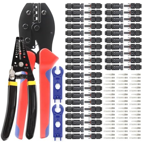 shengbowi mc4 crimpzange Set 2.5/4/6mm² solar stecker 6mm2 Crimpzange Abisolierzange Paar Solarkabel Stecker Steckverbinder Schraubenschlüssel Solarstecker Male Female Kabelstecker solaranlage