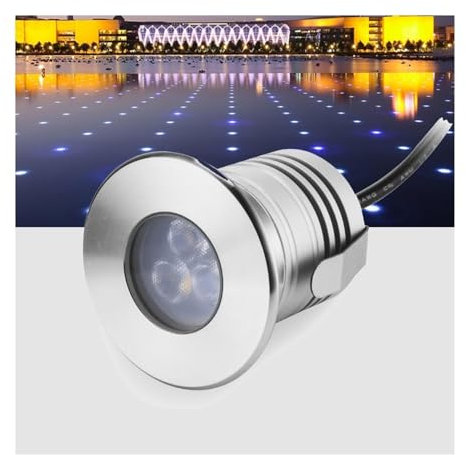 QICBYING Spot LED Exterieur - Projecteur sous-Marin Étanche IP68 - Lumière De Piscine RVB 3W, Lumière De Fontaine De Piscine en Acier Inoxydable À Basse Pression Intégrée, for Piscines Hors Sol(RGB)