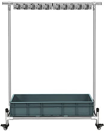 Mop Holder,Mop Rack,Movable Floor-Mounted Mop Rack,Utility Broom Holder, Cleaning Tool Cart, Umbrella Storage Stand, Stainless Steel Mop Drain Rack can put wet mops,with Gray Tray,Garden Clo