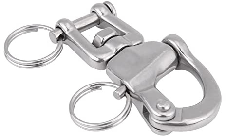 plplaaoo Snap Shackle Small,Snap Shackle Marine,Swivel Eye Snap Shackle,316 Stainless Steel Jaw Swivel Snap Shackle With Small Steel Ring,Good operate,for Sailboat Spinnaker Halyard (70mm)