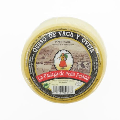 LA PASIEGA DE PEÑAPELADA Queso Mezcla de Vaca y Oveja, Queso redondo baby 530 gr (aprox) Al vacío - Sabor Suave y Pronunciado - Elaborado con Leche Pasteurizada - Calidad Artesanal Española