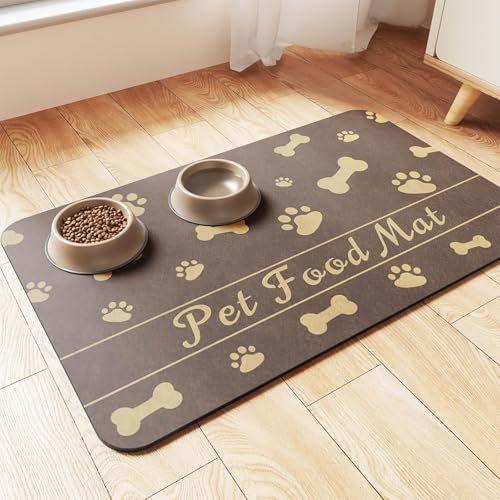Napfunterlage Hund Katzen Hundenapf Unterlage, Saugfähig Unterlage Hundenapf rutschfeste Futtermatte, Futterunterlage für Katzen Hund Matte Futtermatten für Hunde (Braun, 40 x 60 cm)