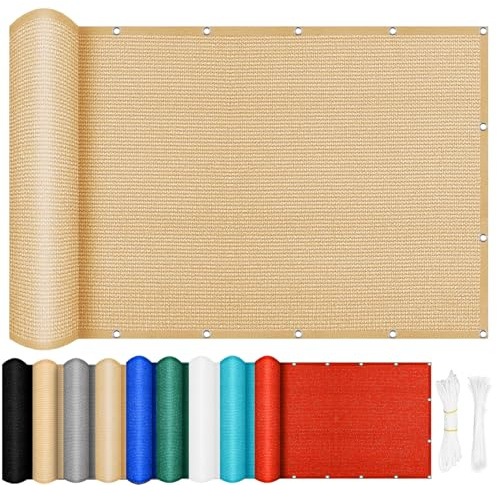 Telo Ombreggiante di Protezione Solare 90 x 520 cm, Traspirante, Permeabile, Protezione Solare, Tenda a Vela, Vela Ombreggiante per Esterno Terrazzo Balcone Giardino, Giallo sabbia