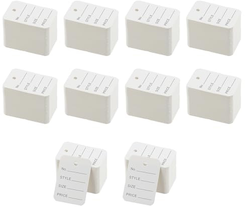 Lot de 1000 mini étiquettes de prix perforées en papier blanc 3,5 x 5 cm pour vêtements, chaussures, bijoux, chapeau (étiquette)