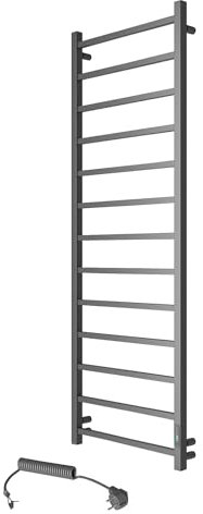 Elna Asciugamani Elettrico Nero - 288W - 1470x530mm - Con Termostato, Timer & Eco - Montaggio a parete - IP44 - Plug & Play - Per Bagno e appartamento in affitto