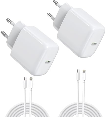 DEESOOCO Chargeur USB C 25W avec Câble de Charge, Prise USB C, Chargeur Rapide Adaptateur - Compatible avec i-Phone 17/16/15/14/13/12, i-Pad, Samsung Galaxy S25 Ultra/S24/S23/S22/Note20(2 Pack+Cable)